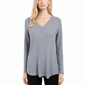 Kuhl Gray Long Sleeve V Neck Sweater Textured Knit Outdoors Womens size L